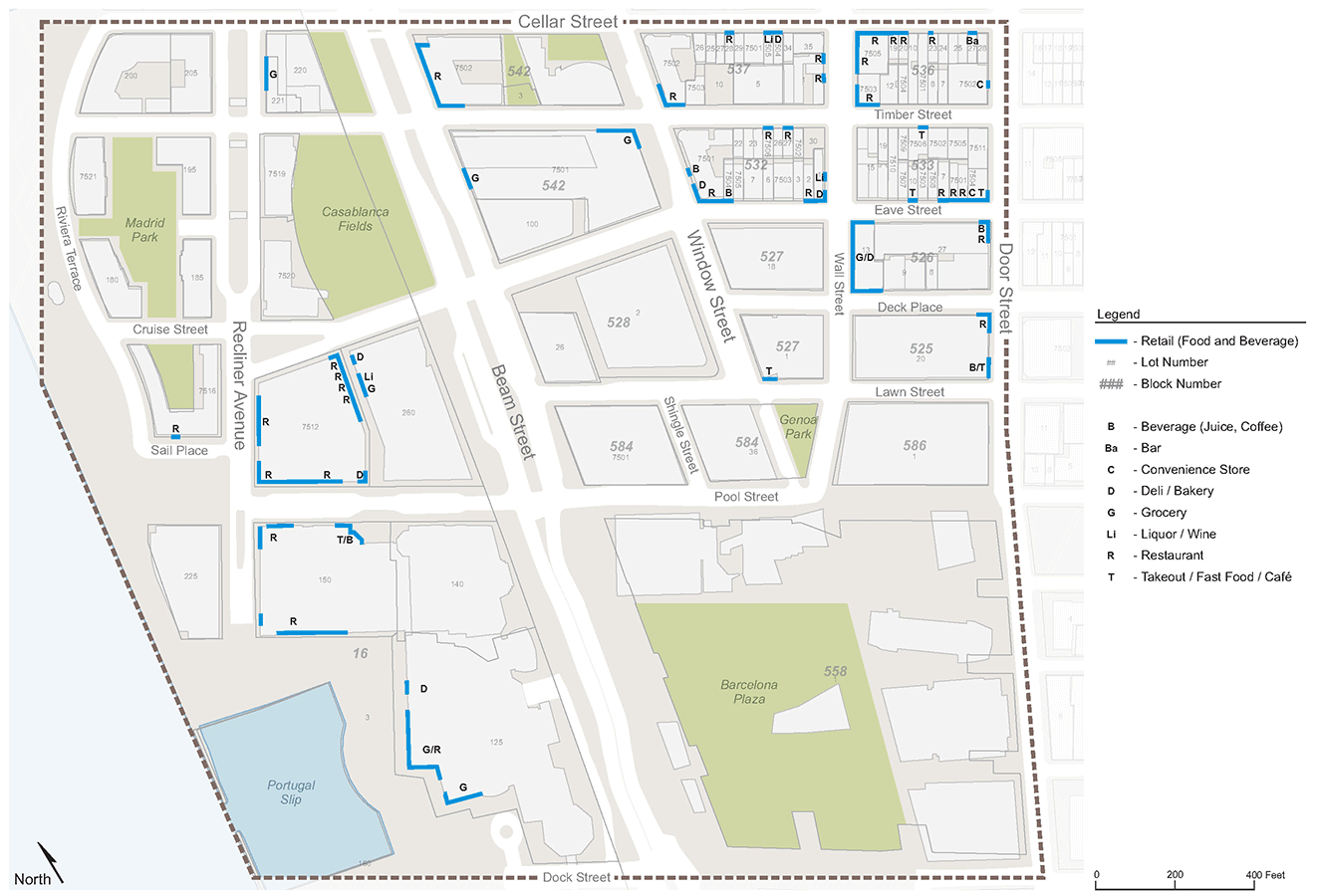 GIF of a map showing various types of retail highlighted in a study area.
